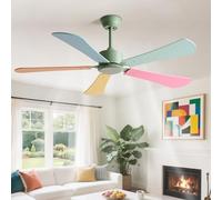 IBalody Low Energy Ceiling Fan With Colorful Blades, Indoor Quiet Ceiling Fan No Light Remote Control 6-Speed Quiet DC Motor Modern Ceiling Fans Without Lights For Bedroom Nursery Dining Room Indoor