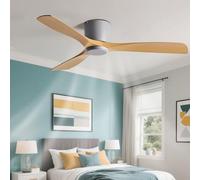 IBalody Low Profile Ceiling Fan Modern Smart Ceiling Fan No Light Flush Mount Ceiling Fans With Remote Control 6 Speeds,Reversible DC Motor For Bedroom, Living Room, Dining Room, Patio, Indoor
