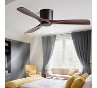 IBalody Modern Smart Ceiling Fan Low Profile Ceiling Fan Without Light Remote Control 6 Speeds Quiet Ceiling Fans Flush Mount For Bedroom, Dining Room, Patio, Indoor