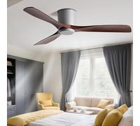IBalody Modern Smart Ceiling Fan Low Profile Ceiling Fan Without Light Remote Control 6 Speeds Quiet Ceiling Fans Flush Mount For Bedroom, Dining Room, Patio, Indoor