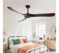 IBalody Modern Wood Ceiling Fan Without Light Remote 6 Speeds Quiet Ceiling Fans Reversible DC Motor, Energy Efficient Ceiling Fan No Light For Bedroom, Dining Room, Living Room