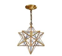IBalody Moravian Star Hanging Light Gold Finish Copper Pendant Light E27 Single Head Pendant Lamp Clear Glass Hanging Brass Star Lights Fixture Dining Room Kitchen Island Pendant Lighting
