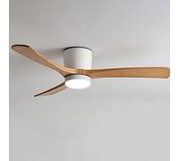 IBalody Nordic Indoor Ceiling Fan Light 12W LED Dimmable Fan with 6 Speeds, Mute Control, Wooden Blades for Living & Dining Rooms