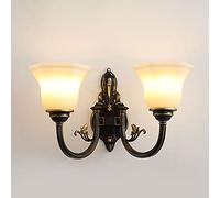 IBalody Post-Modern American Wall Sconces Nordic Glass Wall Lamp Black Copper Wall Lantern Indoor Wall Light E14 Single Wall Mounted Light for Living Room Bedroom Hotel