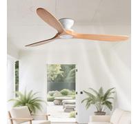 IBalody Solid Wood Ceiling Fan Without Lights Flush Mount Ceiling Fans With Remote Control 6 Speeds, Wood Blades Modern Ceiling Fan No Light For Bedroom/Farmhouse/Patio/Indoor