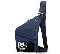 ibalulu Anti-Theft Bag, Anti-Theft Shoulder Bag with Multiple Pockets, Shoulder Bag, Water Resistant Chest Bag, Security Bag, Travel, Anti-Theft for Men and Women, Right Shoulder Blue, 12 Liter