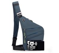ibalulu Anti Theft Crossbody Bag, Anti Theft Bag with 2 Pcs RFID Cards, Multiple Pockets Sling Bag Waterproof Chest Bag for Men Women (Left-Green)