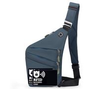 ibalulu Anti Theft Crossbody Bag, Anti Theft Bag with 2 Pcs RFID Cards, Multiple Pockets Sling Bag Waterproof Chest Bag for Men Women (Right-Green)