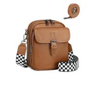 ibalulu Genuine Leather Crossbody Bags for Women, RFID Blocking Anti Theft Phone Purse, Small Shoulder Bag with Wide Strap, Brown, 6.5-inch (L) × 8.5-inch (H) × 3-inch (W)