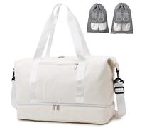 IBALULU Women's Sports Bag, Travel Bag, 35L Weekender Travel Duffle Bag with 2 Shoe Bags, Shoe Compartment & Wet Compartment, Cord Beach Bag, Training Bag, Hand Luggage Bag for Gym, Travel, Holiday