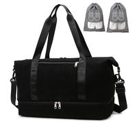 IBALULU Women's Sports Bag, Travel Bag, 35L Weekender Travel Duffle Bag with 2 Shoe Bags, Shoe Compartment & Wet Compartment, Cord Beach Bag, Training Bag, Hand Luggage Bag for Gym, Travel, Holiday
