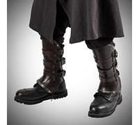 IBaLzi Leather Larp Greave Gaiter, Medieval Boot Shoe Cover Men Women Knights Leg Kit Costume Archer Half Chaps Armour for Adult,Victorian Larp Costume