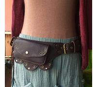 IBaLzi Viking Leather Hip Bag, Steampunk Festival Waist Belt Travel Phone Pocket Fanny Pack, Adjustable Medieval Knight Cosplay Costume Crossbody,Victorian Larp Costume