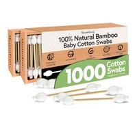 Ibambo 1000 Pack 100% Bamboo Baby Cotton Swabs - FSC Certified Double Tipped Child Safety Cotton Swabs for Ear and Nose Cleaning | Perfect for Diaper Bags or Personal Care | Hypoallergenic Baby Swabs