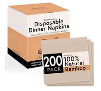 Ibambo 200 Pack Bamboo Entertainment Dinner Napkins - 3-Ply Ecofriendly Disposable Napkins - 7.5x8.5 Inch Folded Bamboo Napkins for Special Events & Occasions - Compostable Napkins for Table & Dining
