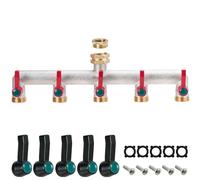 iBamso Brass 5 Way Hose Splitter with 5 Individual Valves and Extended Handle, 3/4" Hose Tap Connection for Garden Faucet and Laundry Room