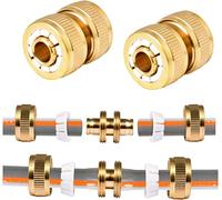 iBamso Brass Hose Repair Connector, 1/2 Inch Quick Fix Extend Fitting for Garden Pipe, Expandable Stretch Tap Adaptor 2-Pack
