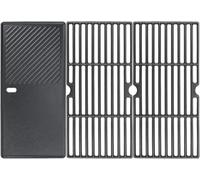 ibanbanla Cast Iron Grill Grates & Reversible Griddle Plate Combo, 3-Piece Replacement for Enders, Charbroil, Broil King, Kenmore Gas Grills, 43x62.5cm (Fits Boston 3, Monroe Pro 3 Turbo & More)
