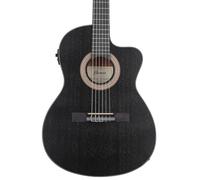 Ibanez GA5MHTCE-WK Weathered Black Open Pore Classical Acoustic-Electric Guitar - Thinline Cutaway Body, Laminated Sapele Top & Sides, Okoume Neck, Purpleheart Fretboard, AEQ-2T Preamp w/Tuner