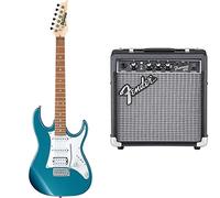 Ibanez GIO Series GRX40-MLB - Full Size Electric Guitar - Metallic Light Blue & Fender Frontman 10G Guitar Combo Amp - The Ideal Practice Amp, suitable for Electric Guitar.