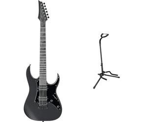 Ibanez GRGR131EX-BKF GIO Stealth Series Electric Guitar - Black Flat + Amazon Basics Guitar Stand