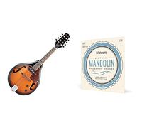 Ibanez M510E-BS A-Style Mandolin - Brown Sunburst & D'Addario Mandolin Strings - Mandolin Strings - Phosphor Bronze - For 8 String Mandolin - Warm, Bright, Balanced Tone - EJ73 - Light, 10-38