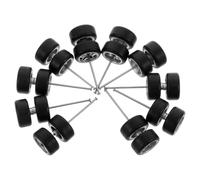 ibasenice 1/64 Scale Alloy Model Car Rubber Tires Set - 5 Pairs Silver Rubber Wheels with Star, Tree Fork B, Ten spoke, Seven spoke, and Six Designs for Rc Truck DIY Model Replacement