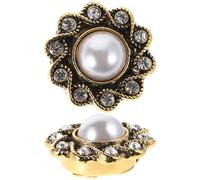 ibasenice 1 Pair Golden Alloy Pearl Buttons for Coat and Cardigan Sweaters, Multifunctional Utility Refined Shirt Collar Decoration, Elegant and Luxurious Inspired Design for DIY Sewing