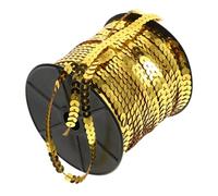 ibasenice 1 Roll Golden 6mm Flat Sequin Strip PVC Material with Brilliant Shine and Easy to Work for Crafts and DIY Projects, for Sewing Embellishments and Tassel Trim
