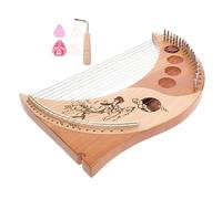 ibasenice 1 Set 19 Tone Wooden Lyre Harp Portable String Instrument Comfortable Rounded Edges Cedar Wood Tuning Wrench Child Musical Instrument Assorted Colour Random Color
