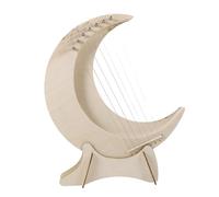 ibasenice 1 Set DIY Wooden Lyre Harp Moon Shaped Musical Instrument for Beginners for Music Exploration Equipped Extra Picks and Convenient Size