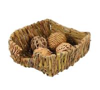 ibasenice 1 Set Handcrafted Rabbit Straw Nest with Woven Balls Adorable Hideout House for Hamsters and Pets Decorative Grass Mat for Exploration and Play Compact and Multi Functional