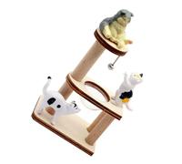 ibasenice 1 Set of Miniature Wooden Cat Scratching Post Cat Model Mini Cat Tree Model Miniature House Accessory