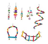 ibasenice 1 Set Wooden Bird Set Fun Parrot Chew for Entertaining Exercising Birds Bright Colors Easy Installation for Hanging Playtime