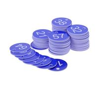 ibasenice 100pcs Blue Plastic Numbered Marking Identification Tags Round Hole for Keychains and Hangers, Versatile Use and Easy Sorting for Restaurants and Dormitory