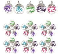 ibasenice 100pcs Glass Ball Charms with Hanging Ring for Earrings and Jewelry Making, Assorted Colour Glass Pendants Safe for DIY Crafts and Bracelet Necklace Decorations