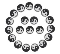 ibasenice 100pcs Tai Chi Yin Yang Loose Spacer Beads in Black Composite Material for DIY Jewelry Making and Necklace Accessories, for Bracelet Loose Beads and Jewellery Charms