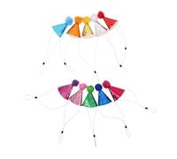 ibasenice 10pcs Adjustable Dog Birthday Party Hats with Glitter Pom Poms Cute Cat and Puppy Pet Hat for Festive Celebrations Holiday Photo Props for Kittens and Stuffed Animals