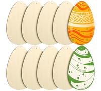 ibasenice 10pcs Blank Wood Egg Cutouts for Painting Unfinished Decorative Discs with Jute Rope for Easter DIY Crafts and Ornaments