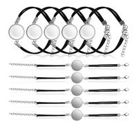 ibasenice 10Pcs DIY Bracelet Accessory with Artificial Leather Bands and Glass Cabochon Bezels for Custom Jewelry Making Versatile Crafting Blanks for Fashionable Bracelets