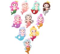 ibasenice 10pcs Flatback Resin Mermaid Charms DIY Phone Cover Charms Small Craft DIY Decor Accessories Assorted Color Creative Adorable Cartoon Mermaid Model Resin Material for Party