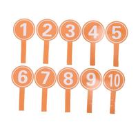 ibasenice 10PCS Handheld Score Paddles Orange Base White Numbers Foam Boards for Classroom Voting Competition Scoring Weather-resistant Event Management