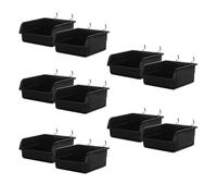 ibasenice 10pcs Pegboard Plastic Storage Boxes with Metal Hooks, Slanted Thickened Design, Oil and Water Resistant, for Office and Workstations, Organizer Bins for Small Parts