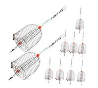 ibasenice 10pcs Stainless Steel Fishing Bait Cage Fishing Trap Basket Outdoor Lure Holder for Crabs Lobsters Shrimps and Eels Bait Release for Enhanced Catching