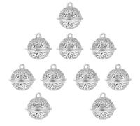 ibasenice 10pcs Tin Alloy Mini Craft Bells with Electroplated Hollow-out Design, Soft Chime Sound, Silver round Pendant Bells for Decoration and DIY Accessories