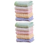 ibasenice 10pcs Washcloth Absorbent Cotton Hand Towels in Solid Colors Green Yellow Gentle for Newborns and Toddlers for Bathing Drying