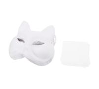 ibasenice 10pcs White Paper Pulp Fox Masks for DIY Hand Painting Blank Half Face Animal Masquerade Costume Accessories with Eye Mesh for Halloween Party Craft Enthusiasts