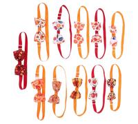 ibasenice 11pcs Pet Bow Tie for Dog and Cat Autumn Maple Leaf Pumpkin Print Halloween Thanksgiving Decor Pet Neck Tie Collar for Puppy Grooming