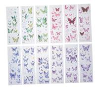 ibasenice 12 Sheets Butterfly DIY Stickers for Scrapbook and Journaling Pet Material Decorative Decals with Adorable Patterns Bright Color Smooth Surface for Notebooks Water Bottles Gift