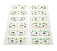 ibasenice 12 Sheets St Patricks Day Stickers Shamrock Face Tattoos Green Festive Paper Pvc Material Wear Versatile Use Holiday-themed Patterns Unique Irish Party Look for Performances